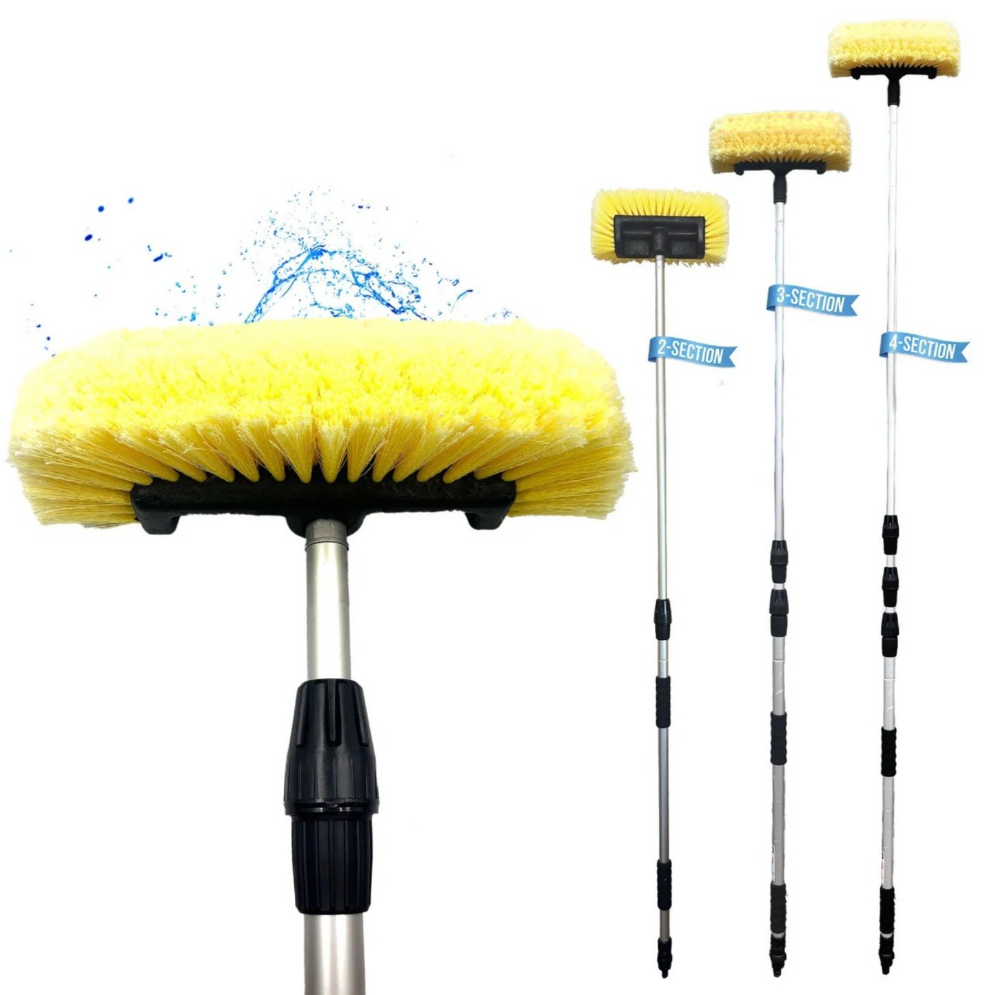Telescopic Water Flow Car Wash Brush – Extendable Handle, Soft Bristles & Hose Connection for Effortless Cleaning