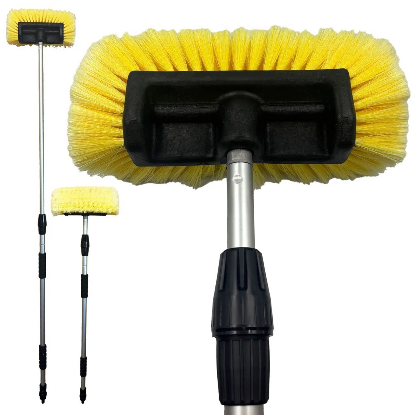 Telescopic Water Flow Car Wash Brush – Extendable Handle, Soft Bristles & Hose Connection for Effortless Cleaning