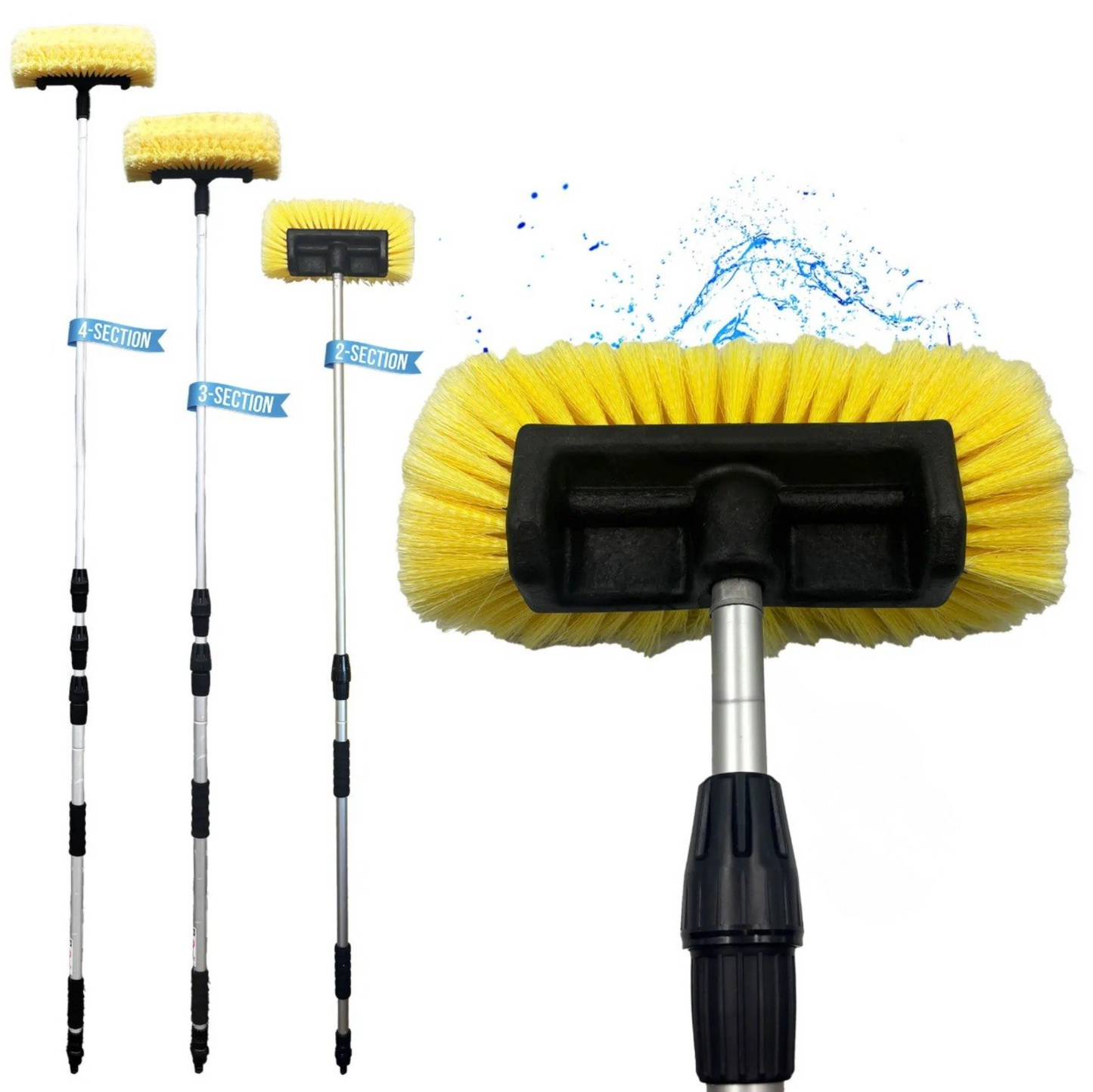 Telescopic Water Flow Car Wash Brush – Extendable Handle, Soft Bristles & Hose Connection for Effortless Cleaning